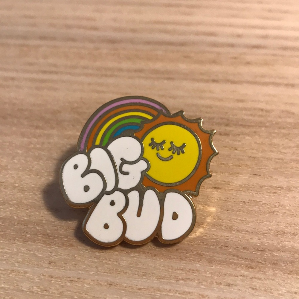 Big Bud Press sun & rainbow enamel pin.